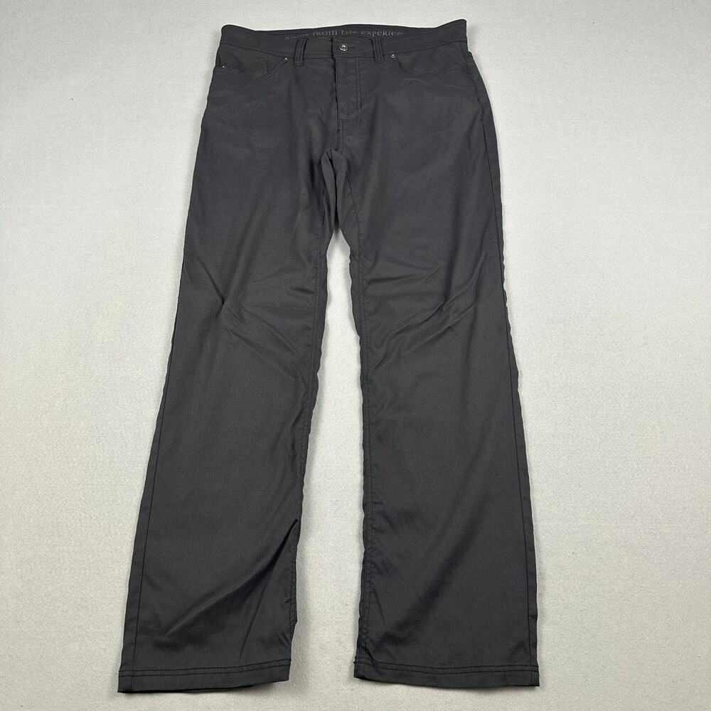 prAna Pants Men 36 Gray Brion Pant Slim Fit Stretch Hiking Outdoor Travel